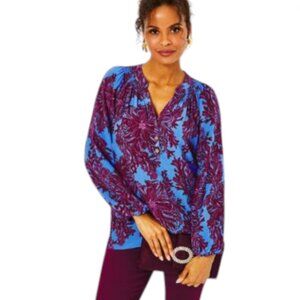 NWT Lilly Pulitzer Elsa Silk Top Abaco Blue Feel Like a Shellebrity Size XL